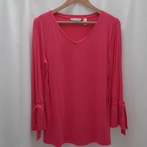 NWOT Isaac Mizrahi Live pink split sleeve cotton S